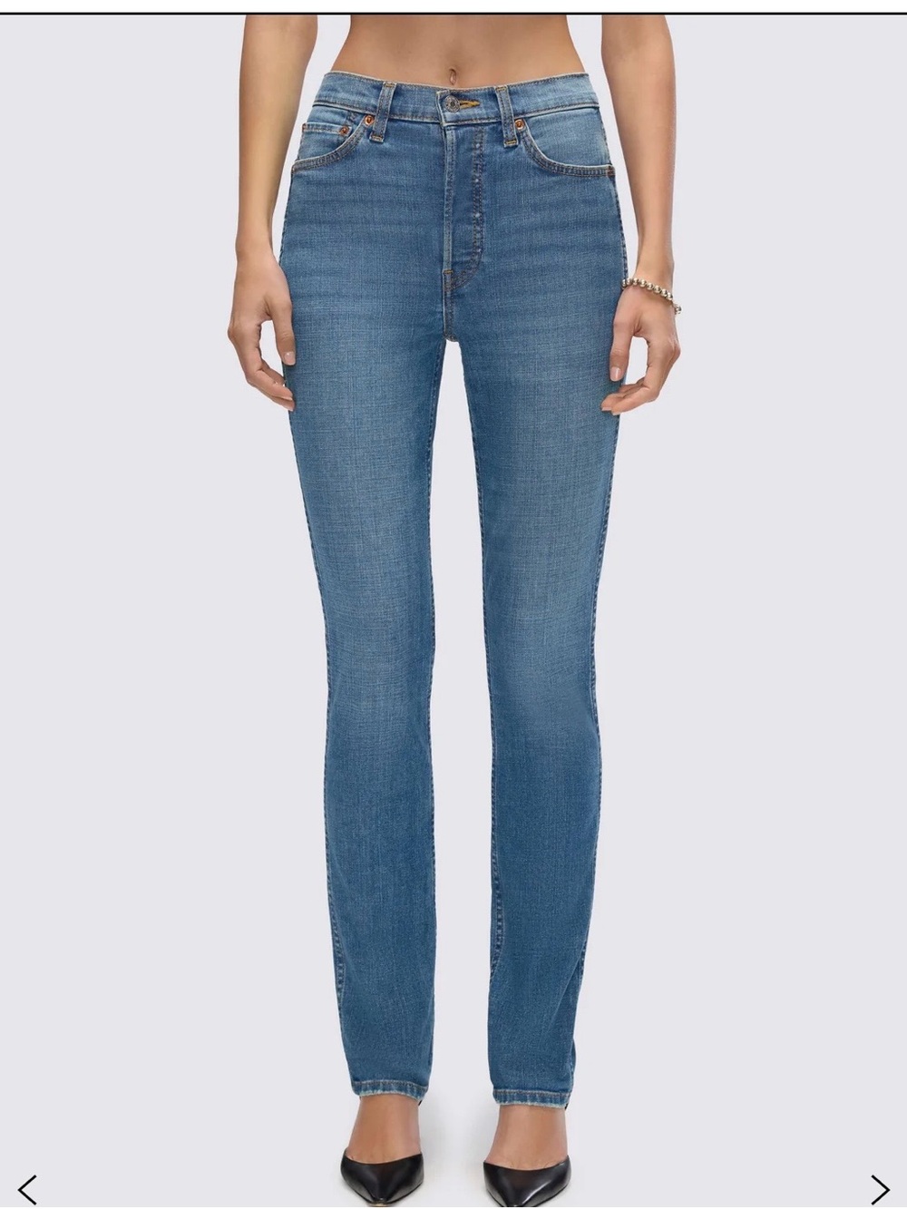RE/DONE 90s Ultra High Rise Skinny Jeans | Size 32 | Button Fly | Vintage Wash
